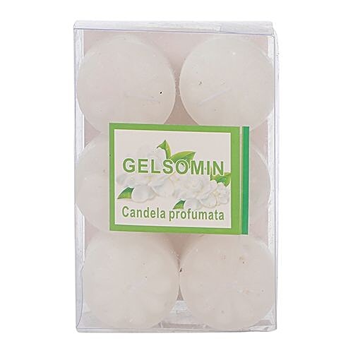 DP Decorative Wax Scented Candles - White, BB-1262-4, 6 pcs  