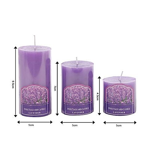DP Decorative Wax Scented Candles - Lavender, BB-1258-6, 3 pcs  