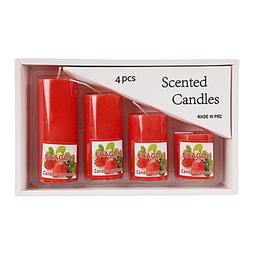 DP Decorative Wax Scented Candles - Strawberry, BB-1257-1, 4 pcs  