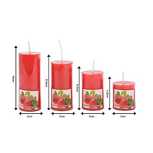DP Decorative Wax Scented Candles - Strawberry, BB-1257-1, 4 pcs  
