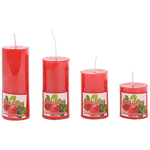DP Decorative Wax Scented Candles - Strawberry, BB-1257-1, 4 pcs  