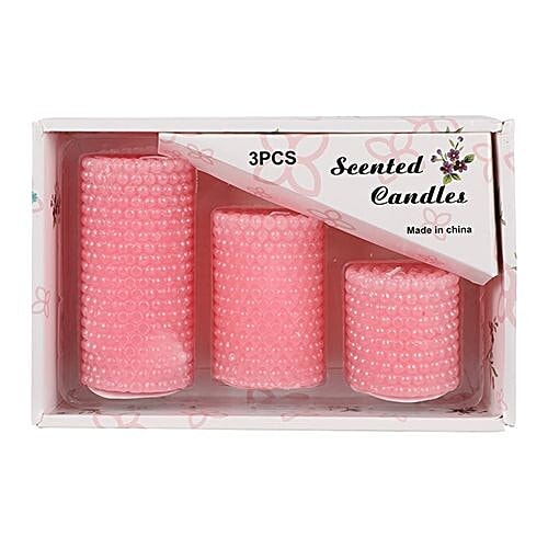 DP Decorative Wax Beaded Candles - Pink, BB-1260-2, 3 pcs  