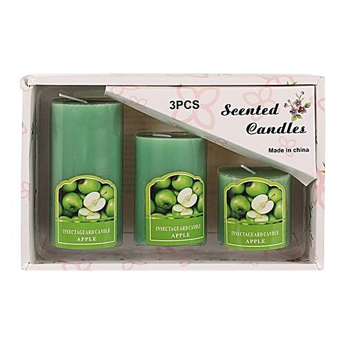 DP Decorative Wax Scented Candles - Green Apple, BB-1258-4, 3 pcs  