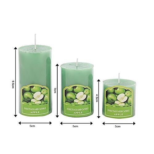 DP Decorative Wax Scented Candles - Green Apple, BB-1258-4, 3 pcs  