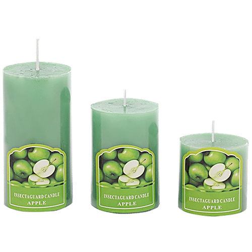 DP Decorative Wax Scented Candles - Green Apple, BB-1258-4, 3 pcs  