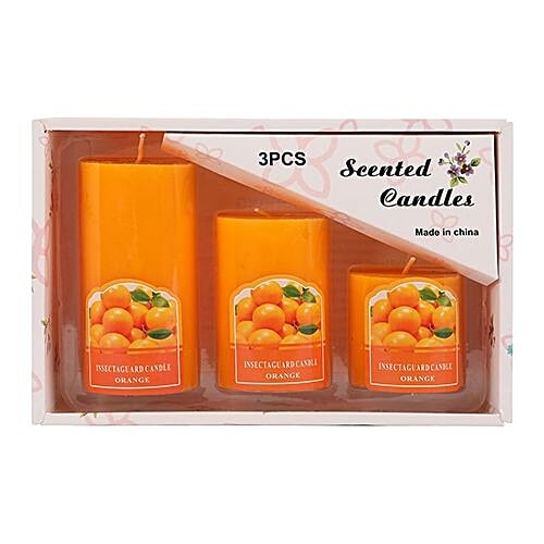 DP Decorative Wax Scented Candles - Orange, BB-1258-5, 3 pcs  