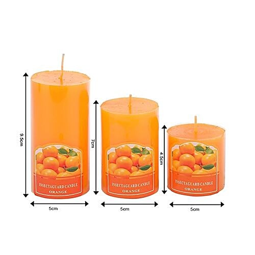 DP Decorative Wax Scented Candles - Orange, BB-1258-5, 3 pcs  