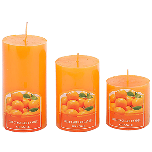 DP Decorative Wax Scented Candles - Orange, BB-1258-5, 3 pcs  