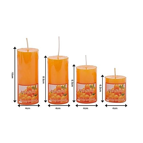 DP Decorative Wax Candles Scented - Orange, BB-1257-4, Arancia, 4 pcs  