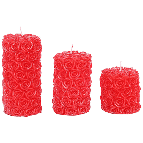 DP Decorative Wax Rose Scented Candles - Bb-1259-1, Red, 3 pcs  