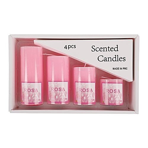 DP Decorative Wax Scented Candles - Rose, BB-1257-6, 4 pcs  