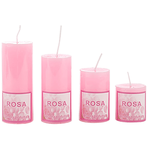 DP Decorative Wax Scented Candles - Rose, BB-1257-6, 4 pcs  
