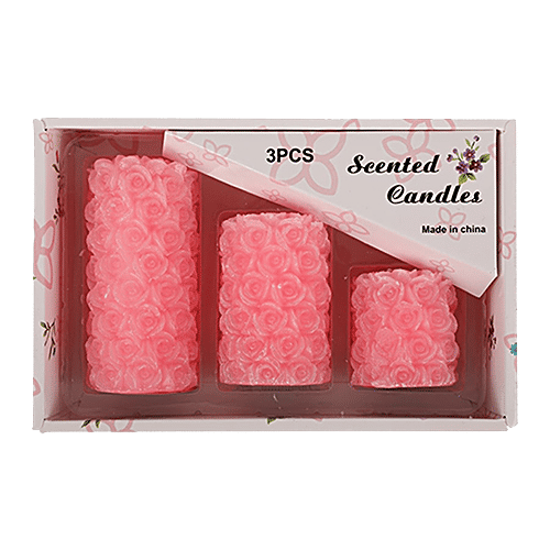 DP Decorative Scented Candles - Pink, BB-1259-2, 3 pcs  