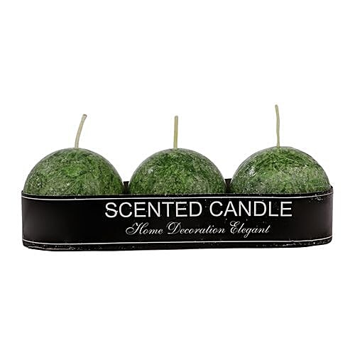 DP Decorative Wax Scented Candles - Green, BB-1255-3, 3 pcs  