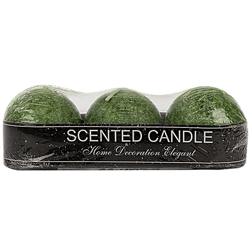 DP Decorative Wax Scented Candles - Green, BB-1255-3, 3 pcs  