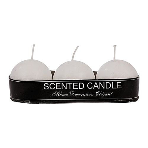DP Decorative Wax Scented Candles - White, BB-1255-5, 3 pcs  