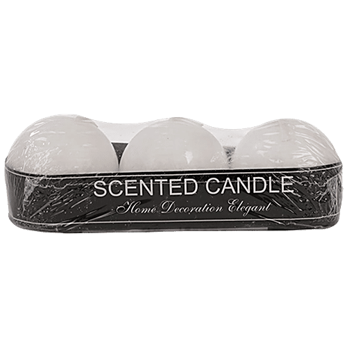 DP Decorative Wax Scented Candles - White, BB-1255-5, 3 pcs  