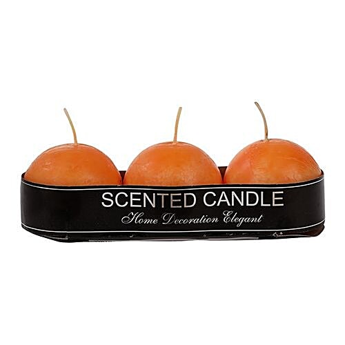 DP Decorative Wax Round Candles - Orange, BB-1255-7, 3 pcs  