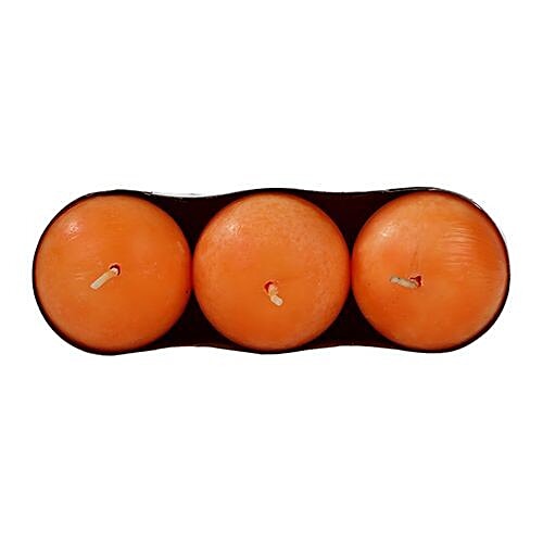 DP Decorative Wax Round Candles - Orange, BB-1255-7, 3 pcs  