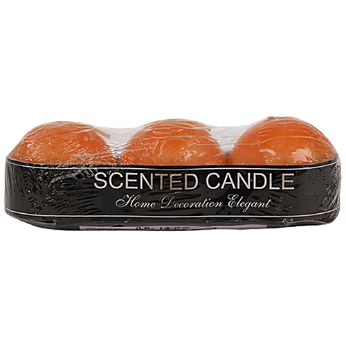 DP Decorative Wax Round Candles - Orange, BB-1255-7, 3 pcs  