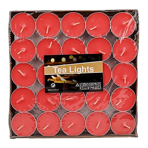 DP Decorative T Light Candle Wax 4 To 5 Hrs Burning, Red BB1254RED, (Pack Of 50)  
