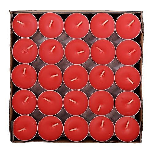 DP Decorative T Light Candle Wax 4 To 5 Hrs Burning, Red BB1254RED, (Pack Of 50)  