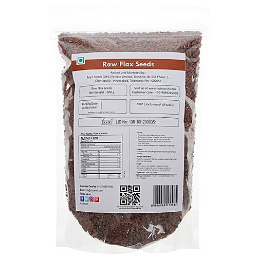 NUTRIWISH Raw Flax Seeds, 500 g  