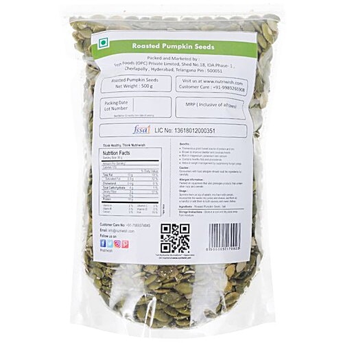 NUTRIWISH Roasted & Salted Pumpkin Seeds - Premium, 500 g  