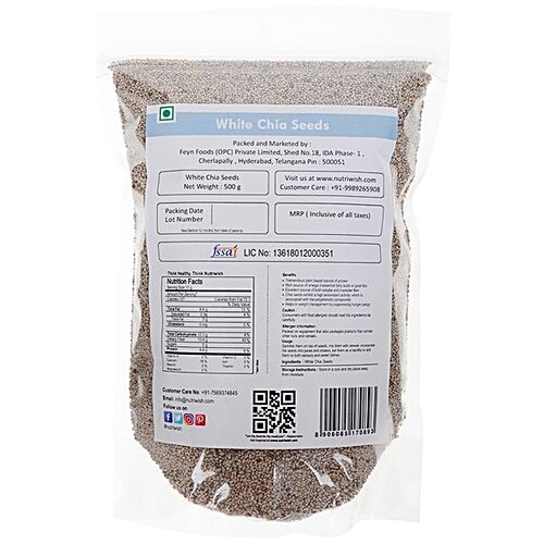 NUTRIWISH White Chia Seeds - Premium, 500 g  