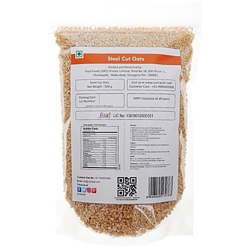 NUTRIWISH Gluten-Free Steel Cut Oats - Premium, 500 g  