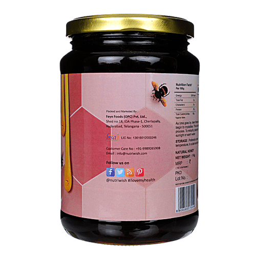 Nutriwish Wild Forest Honey - 100 % Pure Wild Forest Honey, 1 kg Pure, No Cholesterol, No Total Fat