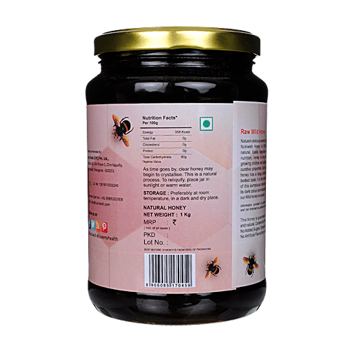 Nutriwish Wild Forest Honey - 100 % Pure Wild Forest Honey, 1 kg Pure, No Cholesterol, No Total Fat