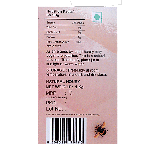 Nutriwish Wild Forest Honey - 100 % Pure Wild Forest Honey, 1 kg Pure, No Cholesterol, No Total Fat