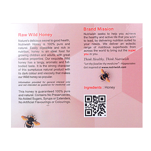 Nutriwish Wild Forest Honey - 100 % Pure Wild Forest Honey, 1 kg Pure, No Cholesterol, No Total Fat