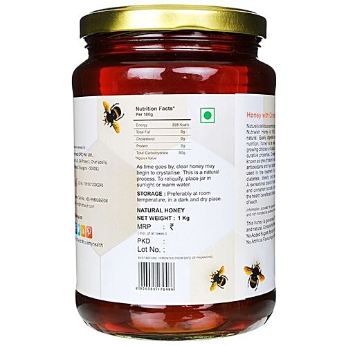 NUTRIWISH 100 % Pure Honey - Cinnamon, 1 Kg  