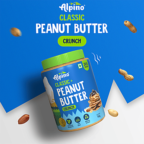 Alpino Classic Peanut Butter Crunch - Gluten Free/Non-GMO/Vegan, 1 kg Jar Gluten Free & Non GMO