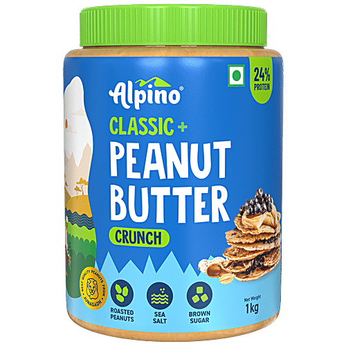 Alpino Classic Peanut Butter Crunch - Gluten Free/Non-GMO/Vegan, 1 kg Jar Gluten Free & Non GMO