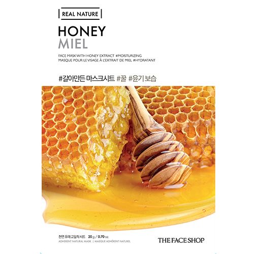 The Face Shop Real Nature Honey Face Mask - with Honey Extract, Radiant, Moisturized & Younger-Looking Skin Instantly, Free from Paraben, 20 g  