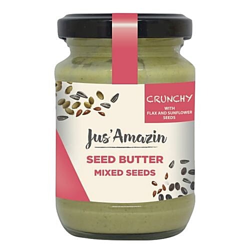 Jus Amazin Multi Seed Butter - Flax, Sunflower, Pumpkin & Watermelon Seeds, 125 g Jar 