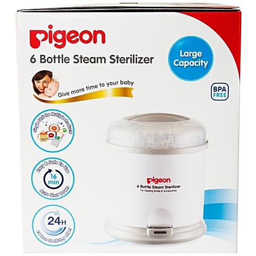 Pigeon Baby Steam Steriliser With Tongs, 1 pc For 6 Bottles BPA Free
