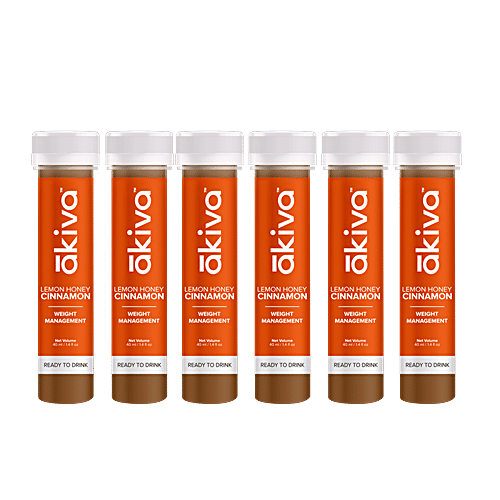 Akiva Lemon Honey Cinnamon Juice, 40 ml (Pack of 15) For Weight Management