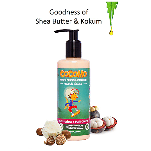 Cocomo  Earth Shine Kids Moisturizer + Sunscreen with Gentle Sun Protection - SPF 15, Natural Nourishment, No Harmful Chemicals, No Sulfates, 300 ml  No Harmful Chemicals, No Sulfates