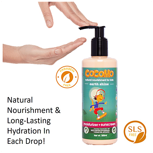 Cocomo  Earth Shine Kids Moisturizer + Sunscreen with Gentle Sun Protection - SPF 15, Natural Nourishment, No Harmful Chemicals, No Sulfates, 300 ml  No Harmful Chemicals, No Sulfates