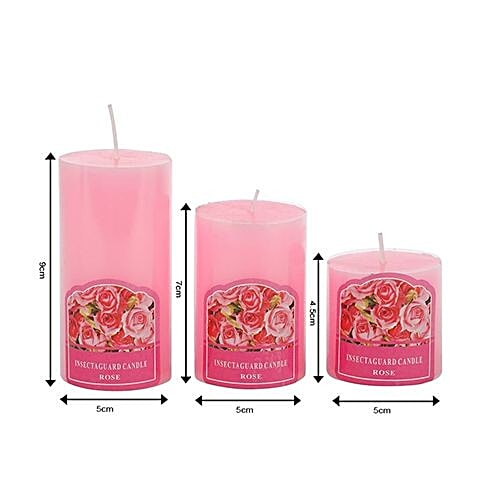 DP Decorative Wax Candles Scented - Red, Bb-1258-2 Rose, 3 pcs  