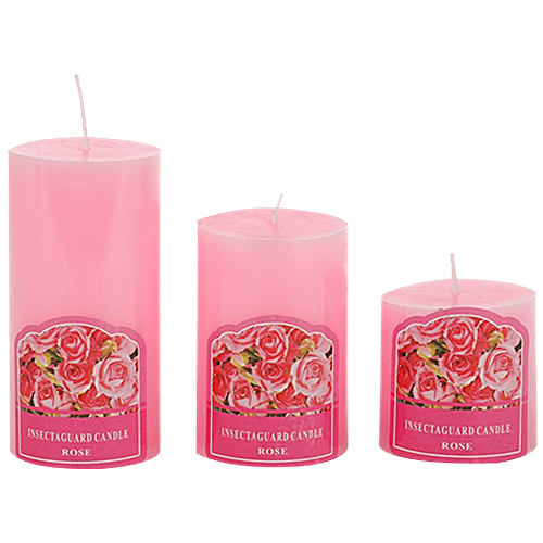 DP Decorative Wax Candles Scented - Red, Bb-1258-2 Rose, 3 pcs  