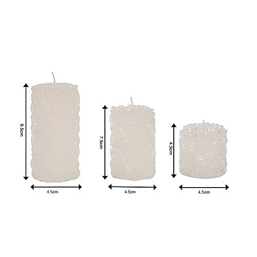 DP Decorative Scented Candles - White, BB-1259-3 White, 3 pcs  