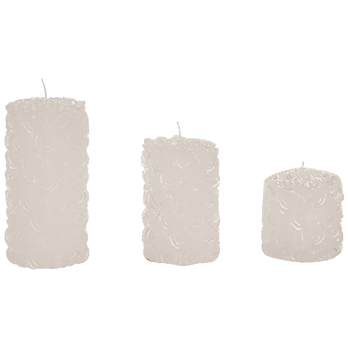 DP Decorative Scented Candles - White, BB-1259-3 White, 3 pcs  