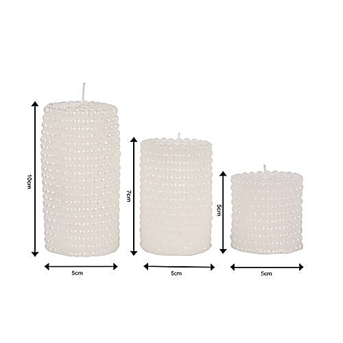 DP Decorative Scented Candles - White Beaded, BB-1260-White, 3 pcs  