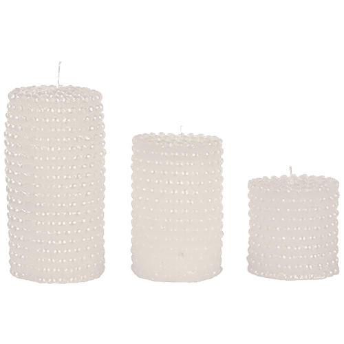 DP Decorative Scented Candles - White Beaded, BB-1260-White, 3 pcs  