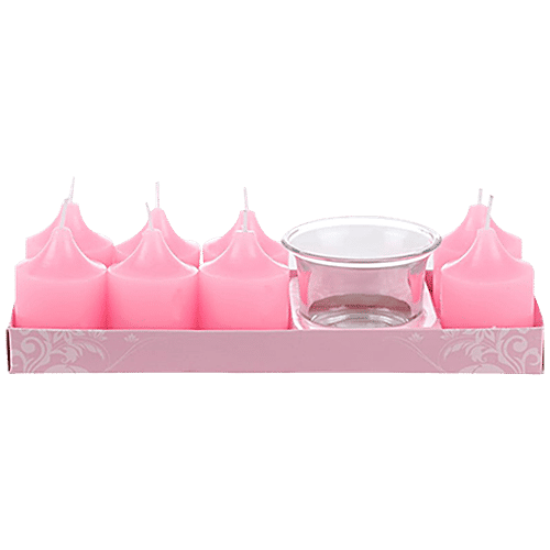 DP Decorative Wax Candles Scented - Pink, BB-1263- Rose, 8 pcs  
